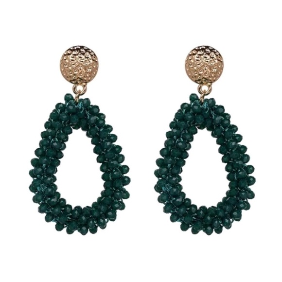 Handmade green crystal beaded earrings (2 options) - Picture 2 of 4